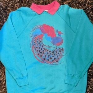 𝅺BRINDAR Design 1990s Collared Grandma Sweatshirt Vintage